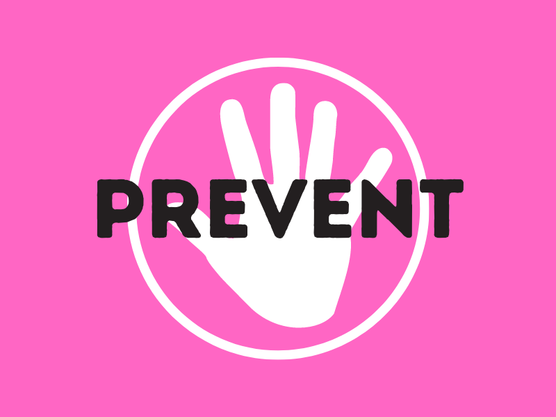 image of a hand signaling "stop" with the word "prevent" on top